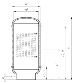 Теплоакумулююча ємність ТАЕ-ТО-Р - 500 літрів ( ревізія,гофрований теплообмінник,без ізоляції) ТАЕ-ТО-Г-500 литров фото