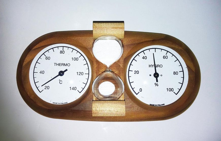 Термогігрометр струнний + пісочний годинник (15 хв) термобереза для лазні та сауни Термогигрометр струнный фото