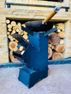Турбо печь Хорт (ракетная печь на дровах), 3мм не крашенная Турбо печь Хорт фото