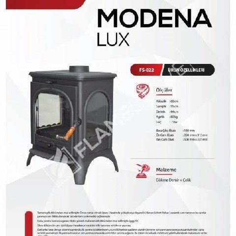 Чавунна піч-камін Flame Stove Modena Lux з бічними склами Modena Lux фото