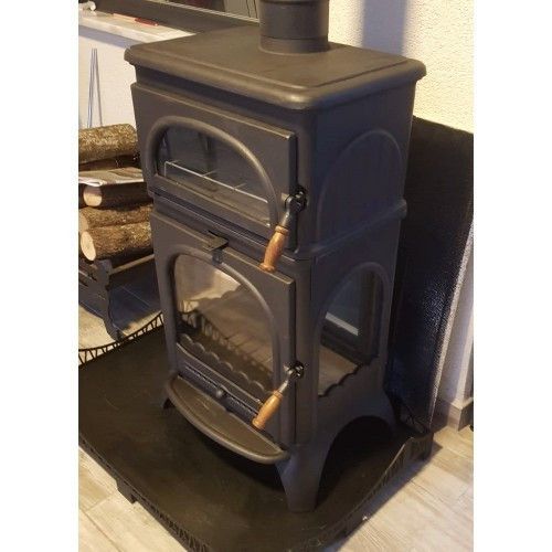 Чугунная печь-камин Flame Stove Modena Lux Oven с духовкой и боковыми стеклами Modena Lux Oven фото