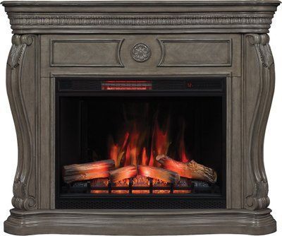 Електрокамін Aflamo Lexington Gray сірий корпус + LED 90 3D вставка Aflamo Lexington Gray 3D фото